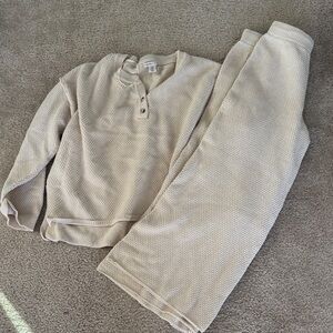 Sincerely Jules Cream Waffle-Knit Lounge Set